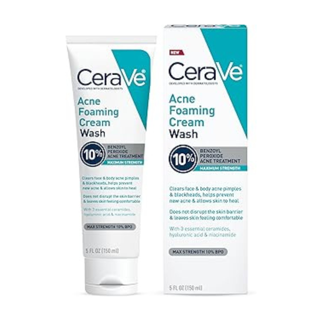 CERAVE ACNE FOAMING CREAM WASH 10% BENZOYL PEROXIDE 150MLS.