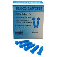 Sterile Blue Blood Lancets, 100 Pcs