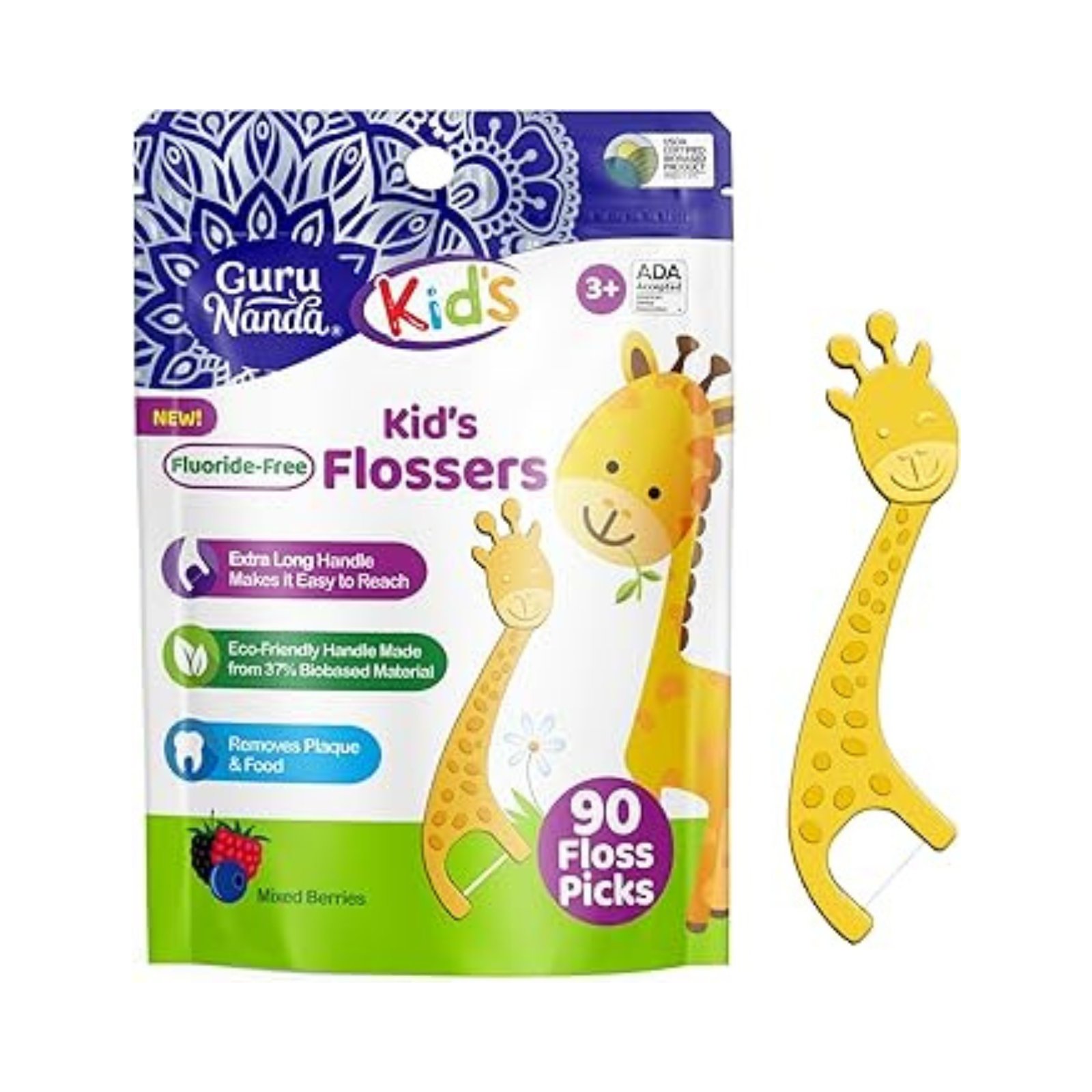 GuruNanda Dental Floss Picks for Kids 90s – Gentle Kids Floss Picks