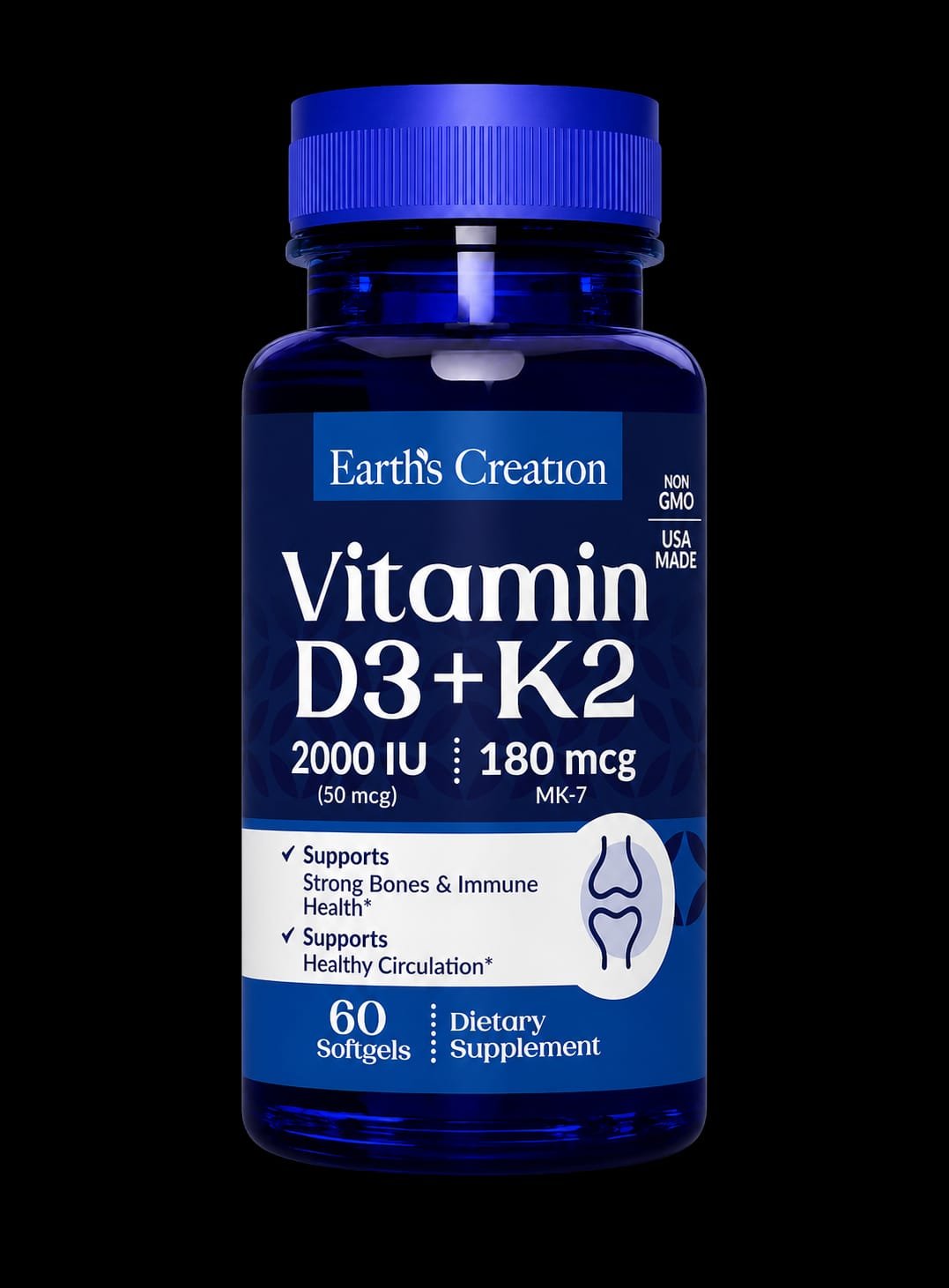 EARTH CREATION VITAMIN D3 +K2 60S